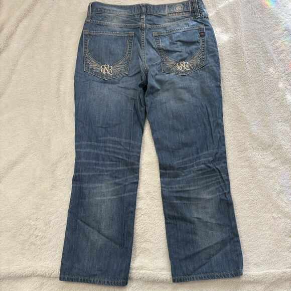 Rock Republic Neil Men Straight Leg Straight Fit Jeans 32x26 Blue Y2K Distressed - Picture 1 of 3